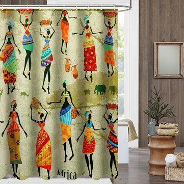 Waterproof Bathroom Curtain Custom Distinctive Cartoon African Woman Pattern Bathroom Shower Curtain - Trendha