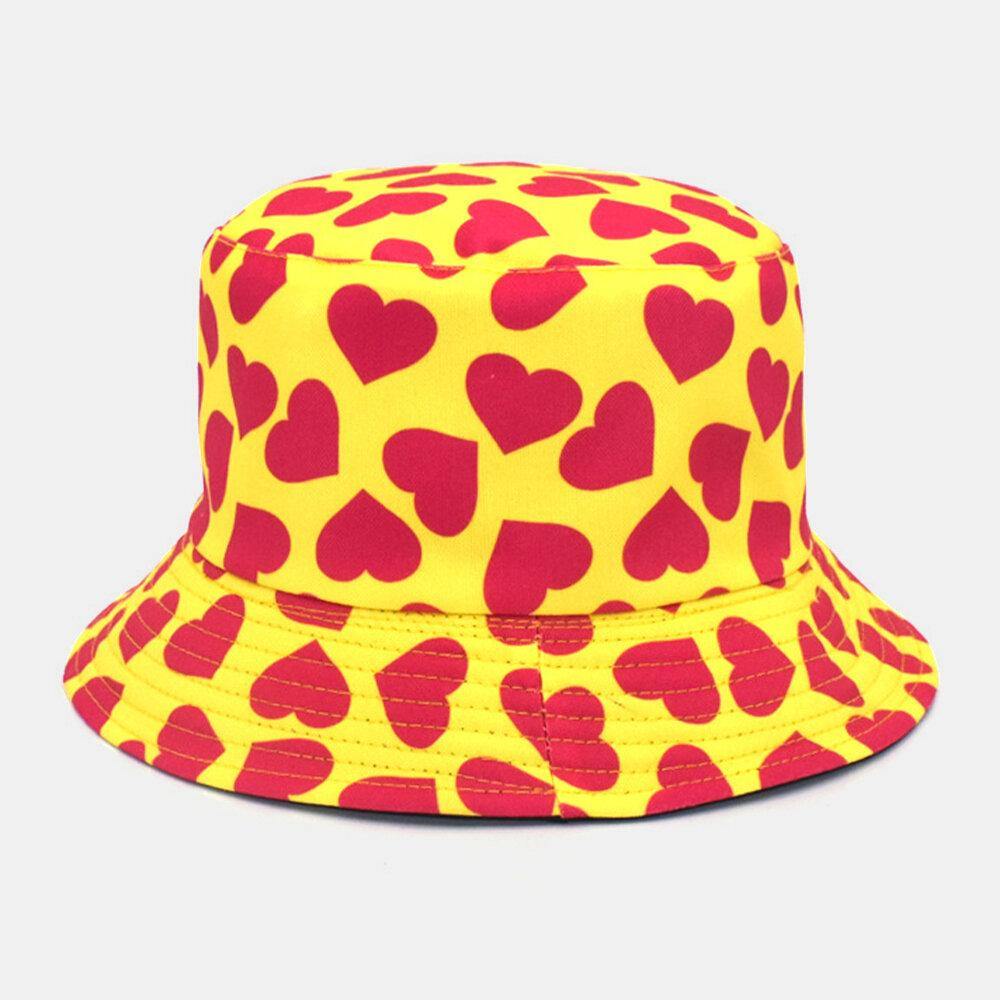 Women & Men Love Print Pattern Double-Sided Outdoor Casual Sunshade Bucket Hat - Trendha