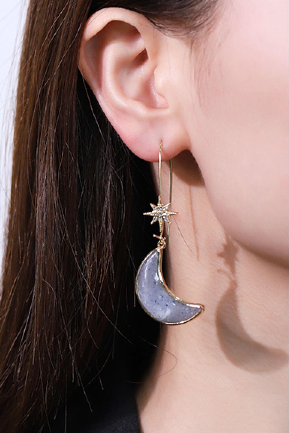 Resin Moon Drop Earrings - Trendha