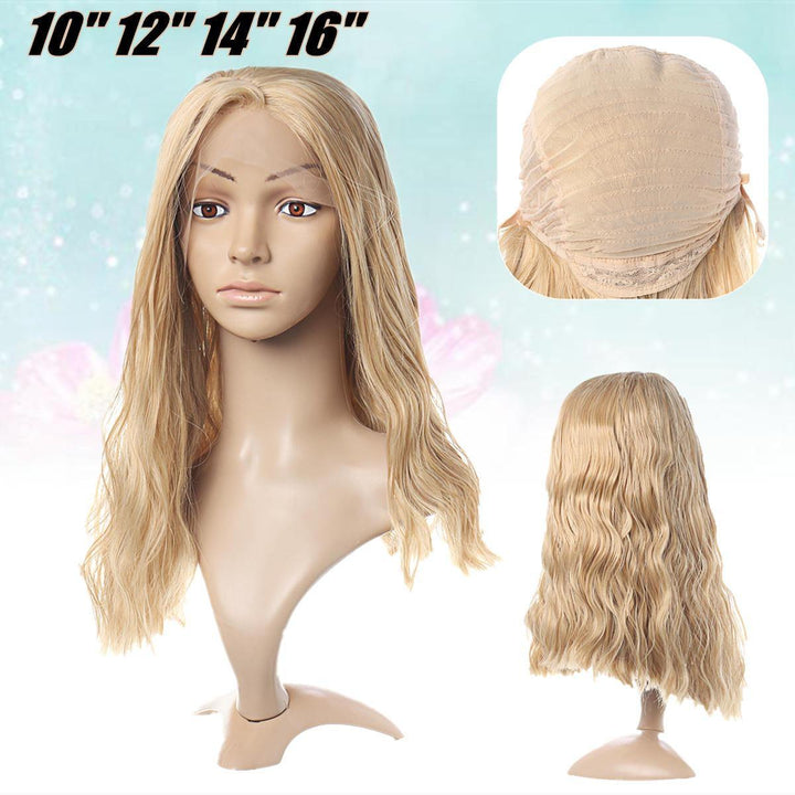 Women Ladies Full Wig Long Wavy Frontal Lace Synthetic Hair Extensions Micro Density - Trendha