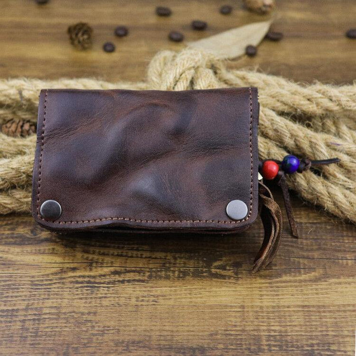 Men Genuine Leather Buckle Side Pull Pocket Key Bag Wallet - Trendha