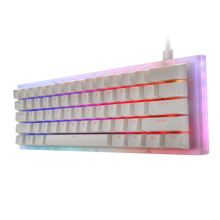 GamaKay K61 Mechanical Keyboard 61 Keys Hot Swappable Type-C 3.1 Wired USB Translucent Glass Base Gateron Switch ABS Two-color Keycap NKRO RGB Gaming Keyboard - Trendha