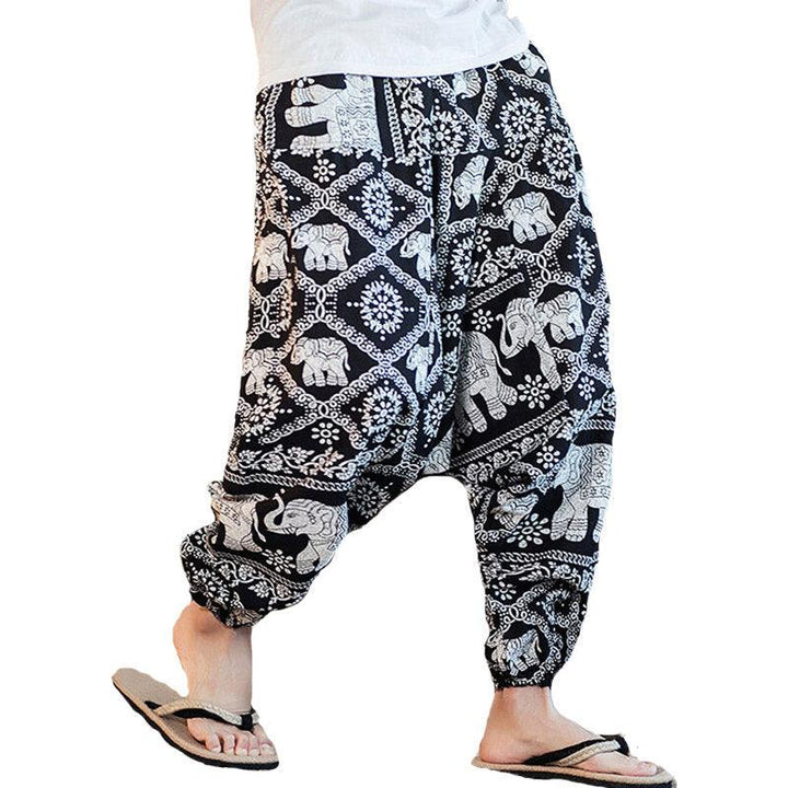 INCERUN Men Ethnic Printing Loose Casual Harem Trousers Cotton Big Size Pants - Trendha
