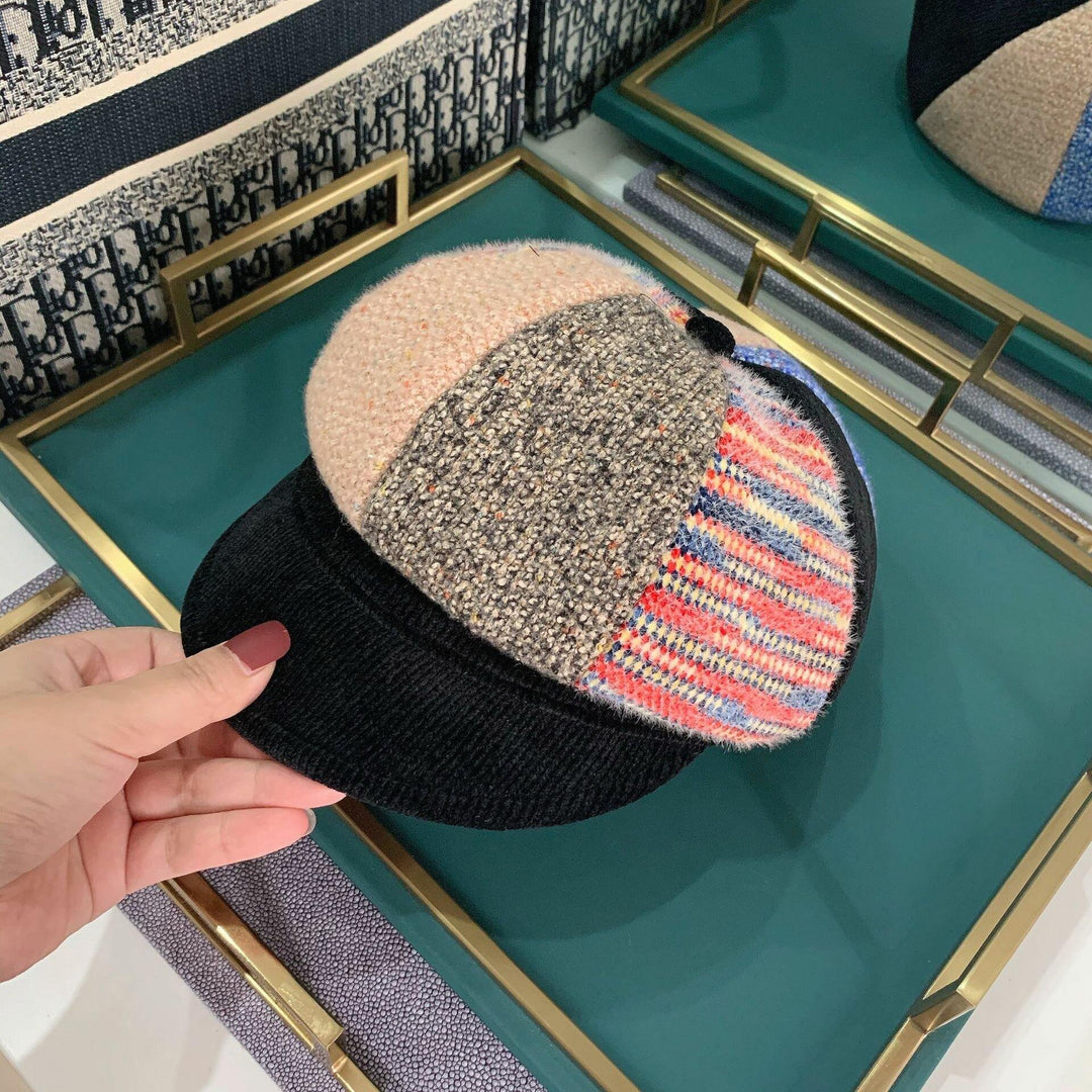 Unsiex Corduroy Patchwork Color Warm All-match Casual Newsboy Hat Octagonal Hat Beret Hat - Trendha