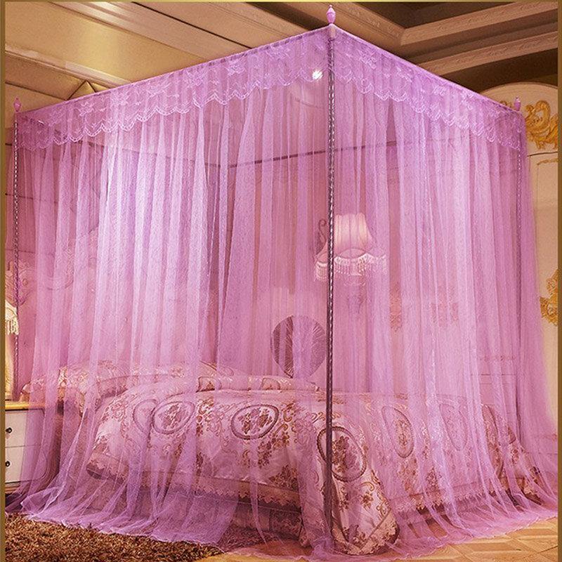 1.8 x 2m Luxury Princess Style Bed Netting Curtain Panel Bedding Canopy Four Corner Mosquito Net - Trendha