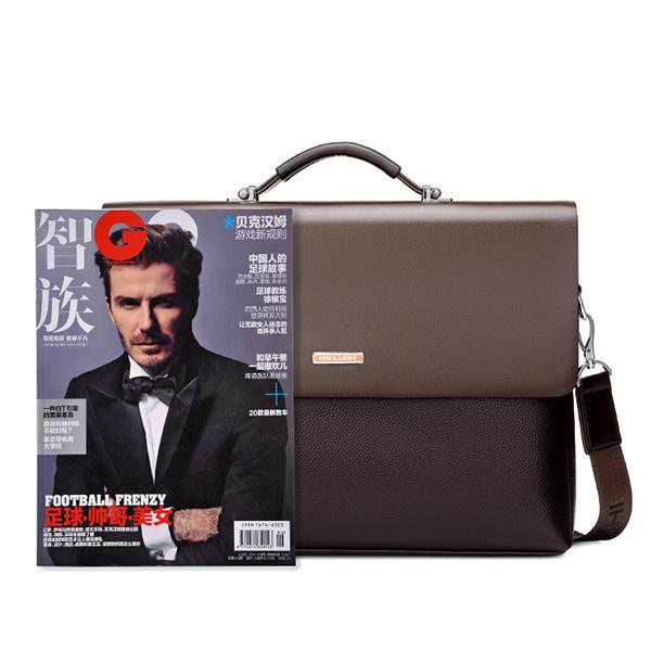 Men Waterproof Zipper Business Document Bag Laptop Briefcase with Shoulder Strap - Trendha