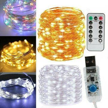 5M 10M 20M USB 8 Modes Copper Wire LED String Light for Christmas Holiday Home Decor + Remote Control - Trendha
