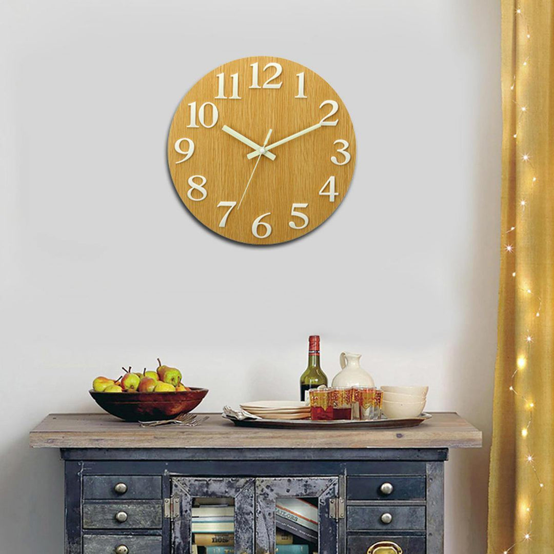Wall Clock Glow In The Dark Silent Quartz Indoor Living Room Bedroom Luminous - Trendha