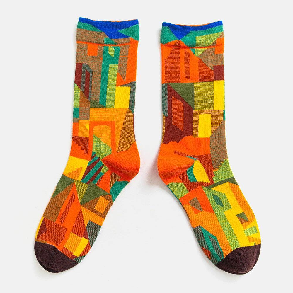 Unisex British Style Retro Couple Patchwork Color Personality Tube Socks - Trendha
