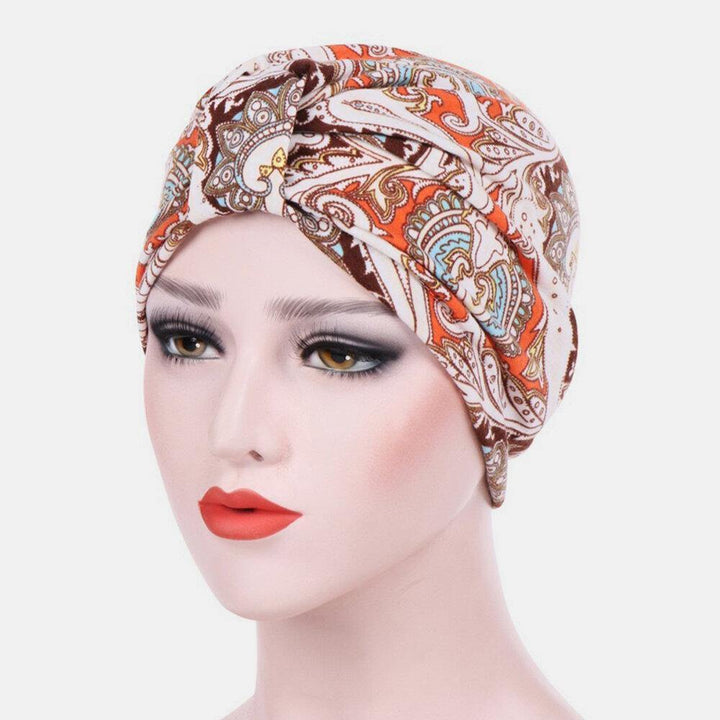 Women Cotton Colorful Pastoral Floral Pattern Casual Personality Elastic Brimless Beanie Scarf - Trendha