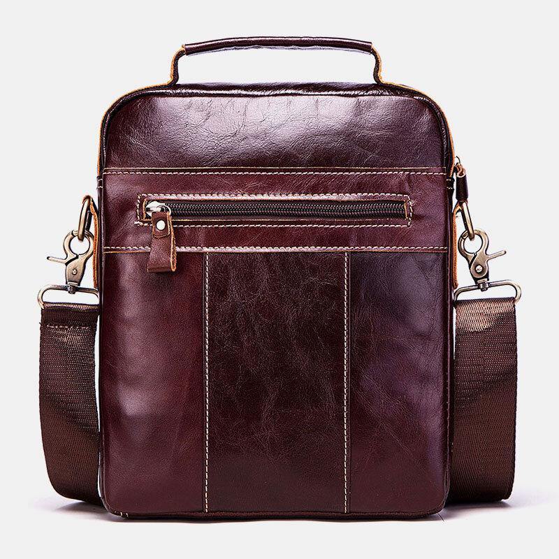 Men's Retro Genuine Leather Crossbody Bag with Multiple Pockets and Layers - Trendha