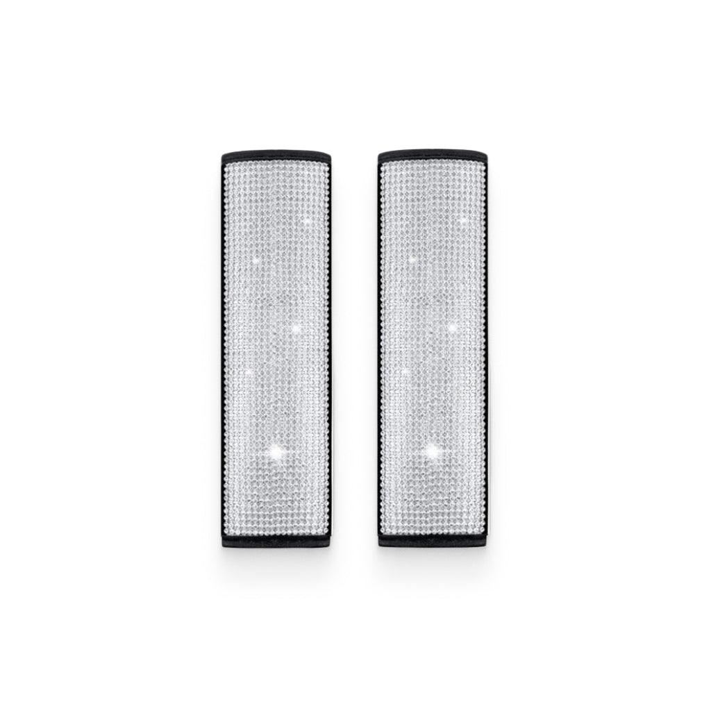 White Rhinestone Seat Belt Strap Covers - Trendha