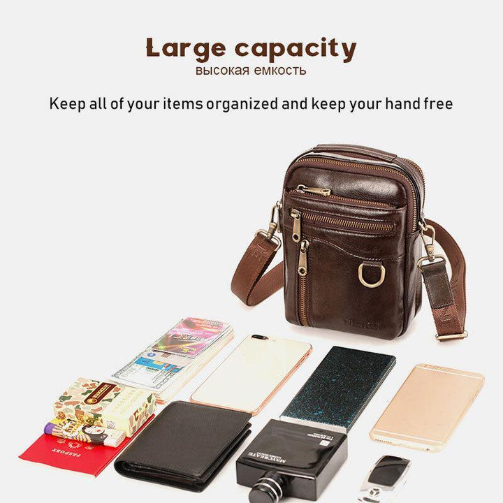 Men Genuine Leather Multifunction Multi-carry 4 Card Slots Crossbody Bag Waist Bag - Trendha
