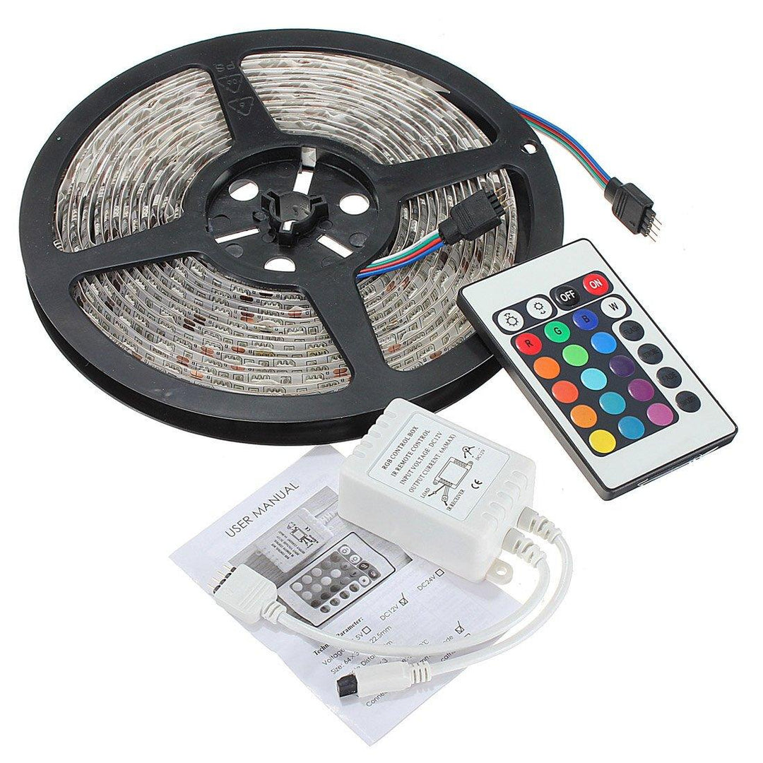 5M 5050 RGB Waterproof 300 LED Strip Light DC12V+24 Key IR Remote Controller for Outdoor Use - Trendha