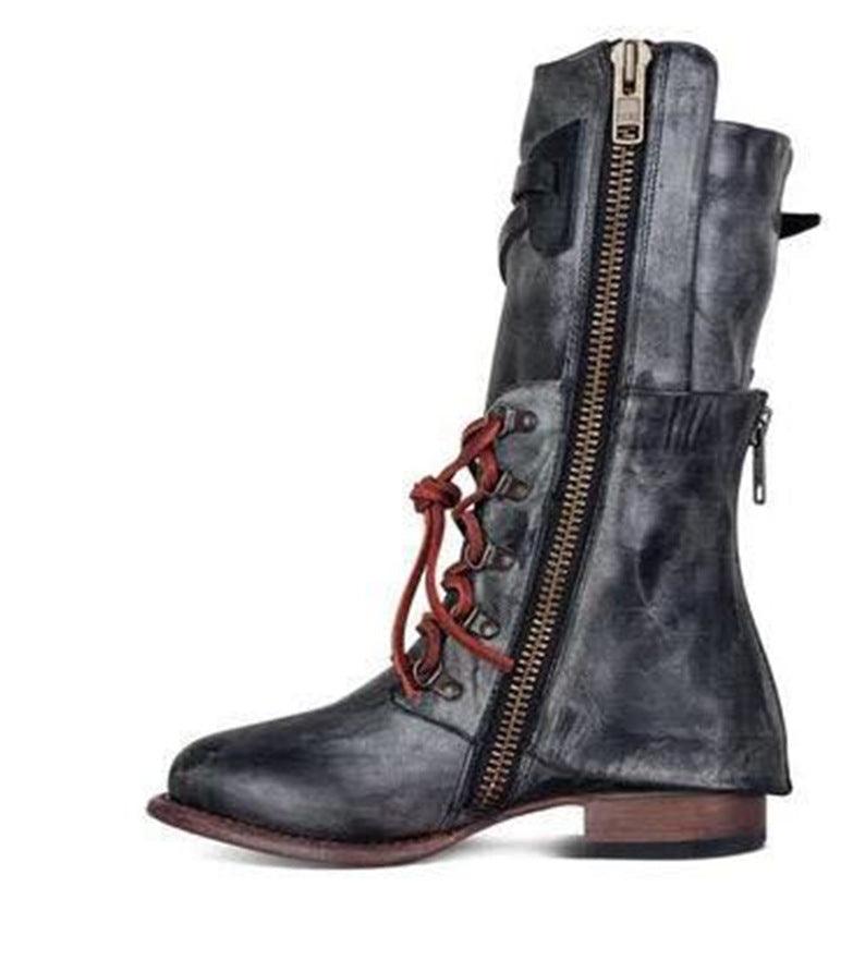 Square heel low heel mid tube knight boots women 40-43 - Trendha