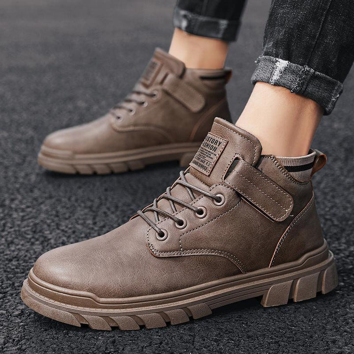 High-top tooling men's boots British style desert shoes - Trendha