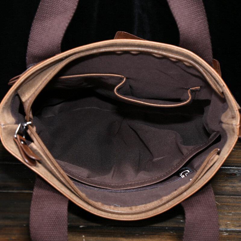 Men Casual Wild Large Capacity Handbag Canvas 6.3 Inch Phone Bag Shoulder Bag - Trendha