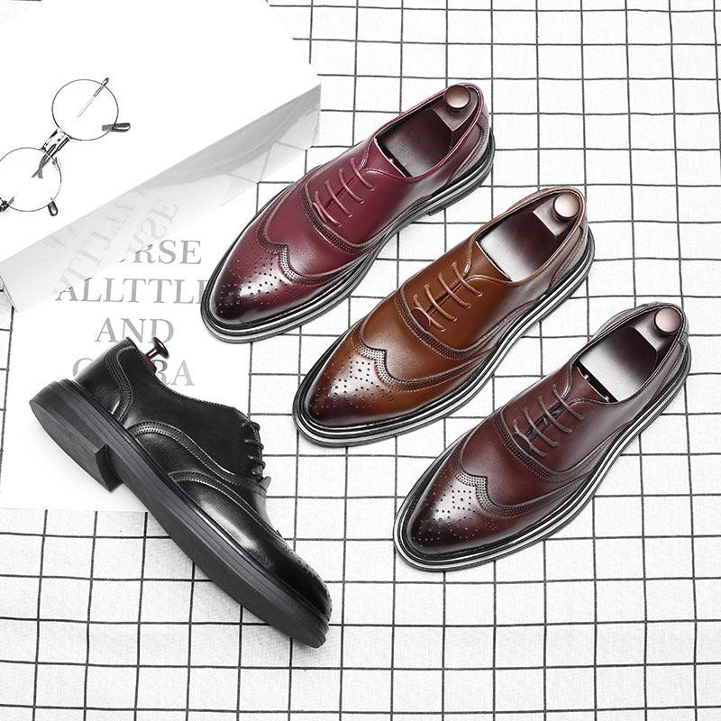 Leather brogue men's shoes - Trendha
