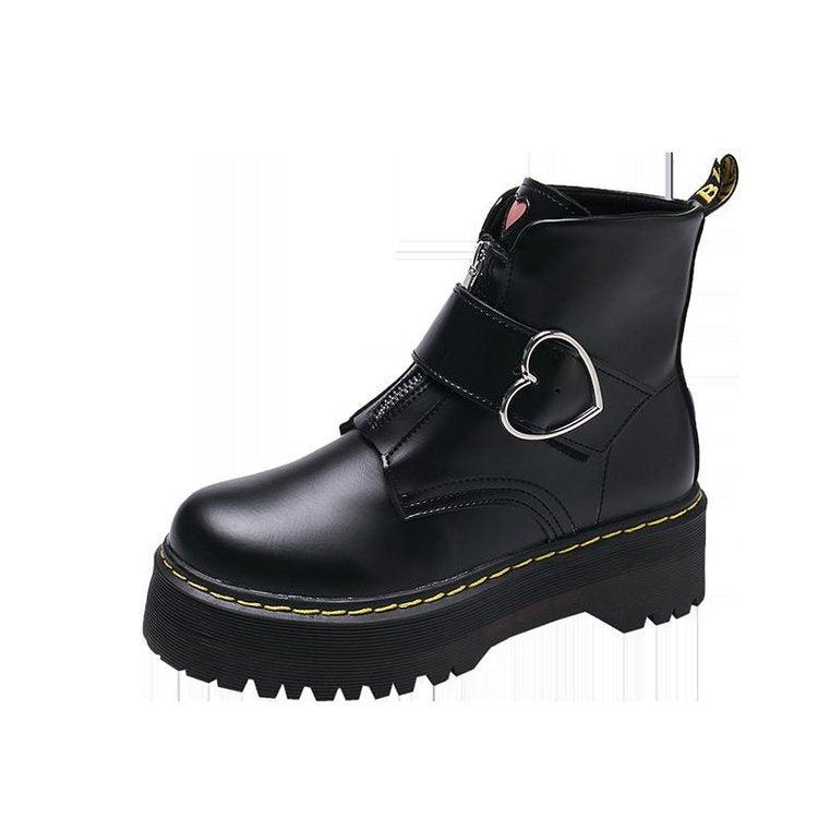 Martin boots women's short tube sponge cake with platform lace-up ankle boots - Trendha
