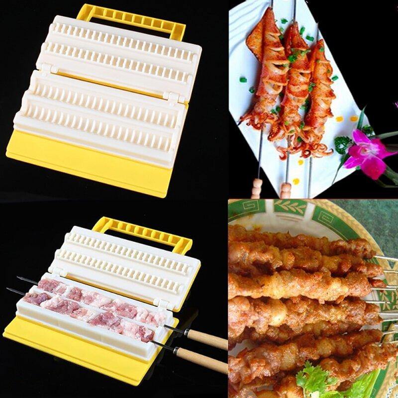 Portable Multi-functional Single/Double Row BBQ Meat Skewer Kitchen Meat String Device Barbecue String Tool - Trendha