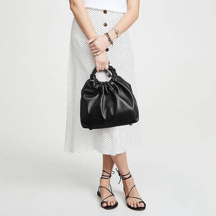 Women PU Leather Solid Color Shell-Shape Ruched Bag Handbag Satchel Bag Shoulder Bag Crossbody Bag - Trendha