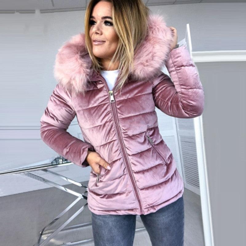 Ladies winter velvet coat faction overcomes - Trendha