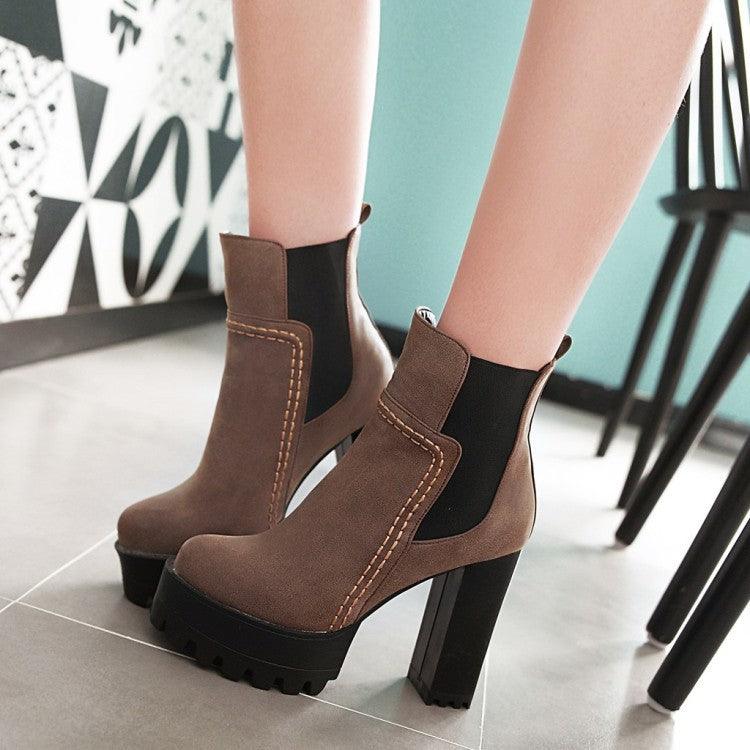 Mid boots high heel platform Martin boots - Trendha