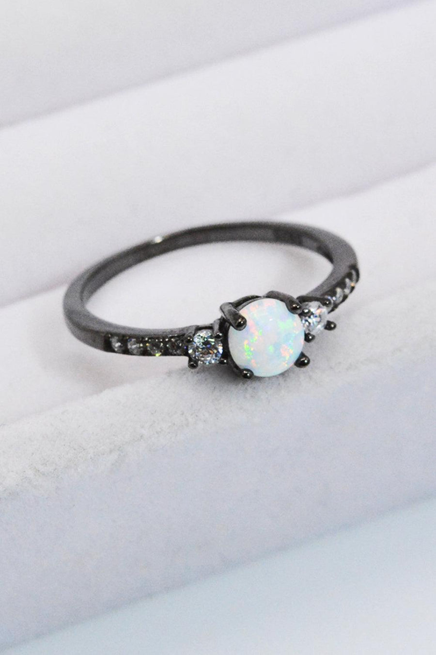 925 Sterling Silver Round Opal Ring - Trendha