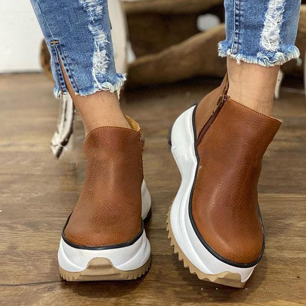 Thick Soled Side Zipper Warm Shoes For Autumn And Winter - Trendha