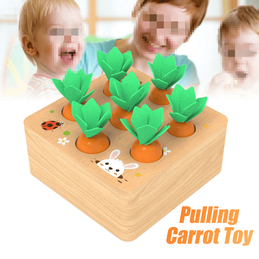 Kids Wooden Building Blocks Pulling Carrot Game Children Early Educational Toys - Trendha