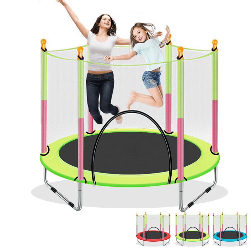 Kids Trampoline with Enclosure Safety Net Jumping Mat Spring Cover Padding - Trendha