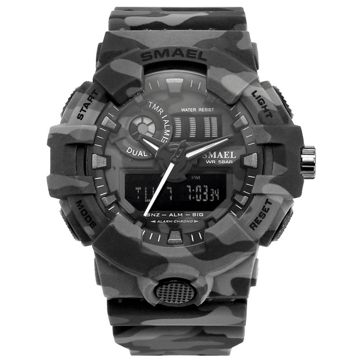 SMAEL 8001 Digital Watch Camouflage Militray Dual Display Men Sports Outdoor Wrist Watch - Trendha