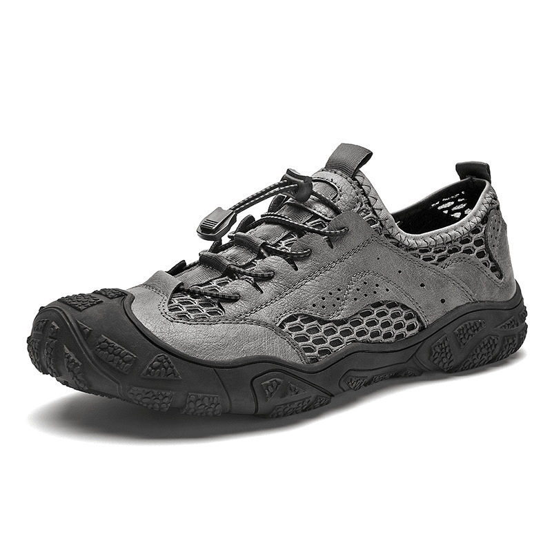 Men Cowhide Mesh Breathable Non Slip Soft Bottom Sports Casual Outdoor Shoes - Trendha