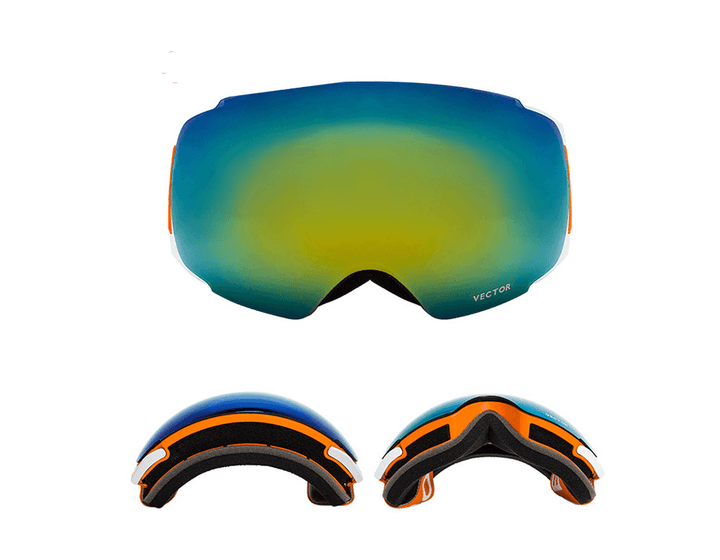 Compass Ski Glasses for Men and Women Double-Layer Lens Anti-Fog Spherical Surface with Magnets Can Be Changed Mountaineering Goggles - Trendha