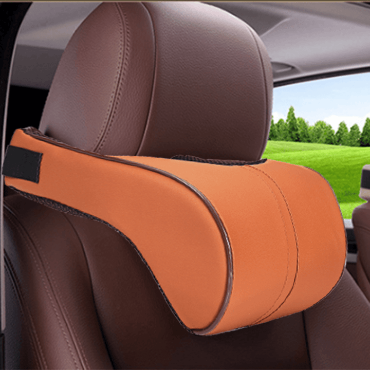 Adjustable Leather Slow Rebound Cotton Car Neck Waist Lumbar Protector Headrest Pillow Automobile Cushion - Trendha