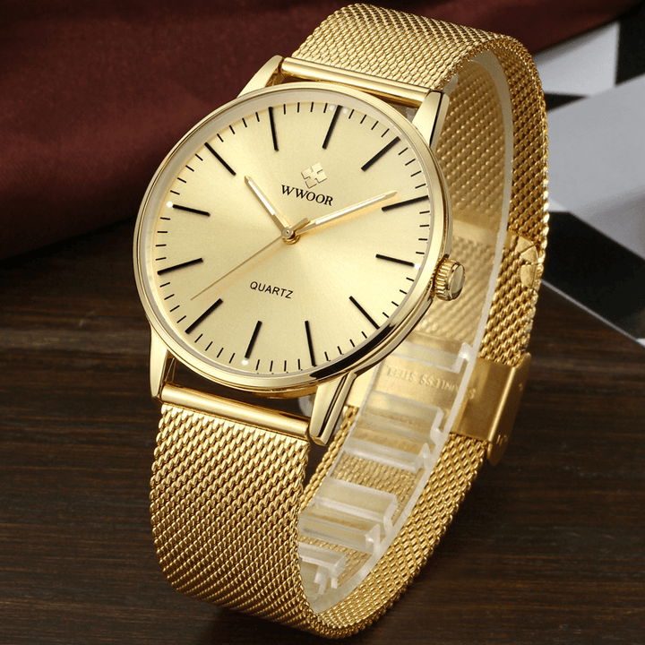 WWOOR 8832 Casual Style Full Steel Men Wrist Watch Luminous Display Clock Quartz Watch - Trendha