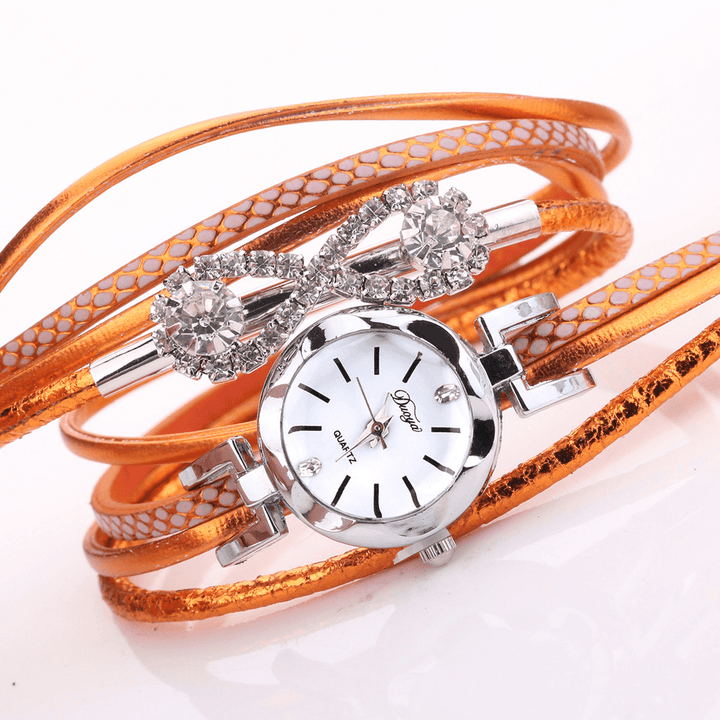 DUOYA D258 Retro Style Women Bracelet Watch Bow Crystal Quartz Watch - Trendha