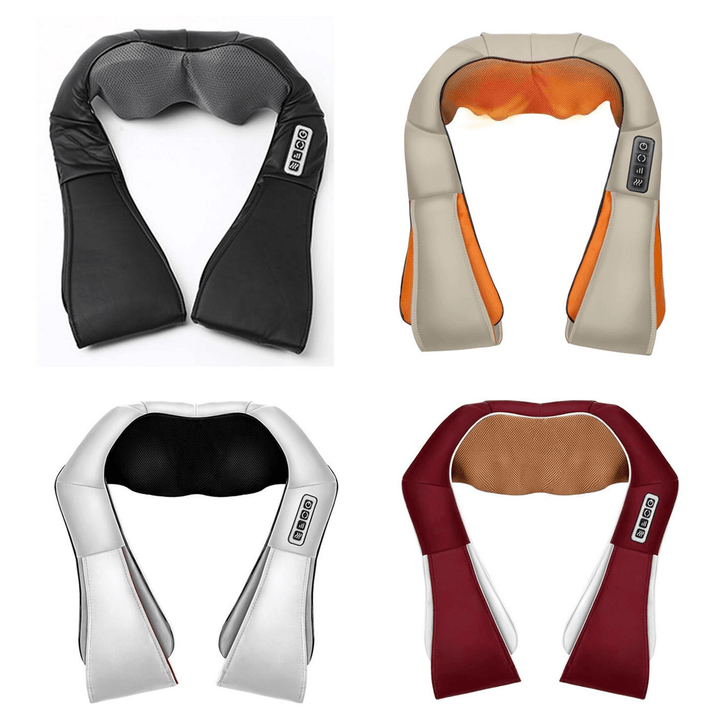 Global Vlotage 4 Buttons Upgraded Shiatsu Kneading Neck Back Waist Electric Massager Office Relax - Trendha