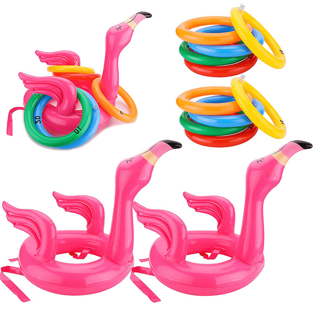 Inflatable Flamingo Ring Toss Game for Family Party Pool Garden Throwing Toys - Trendha