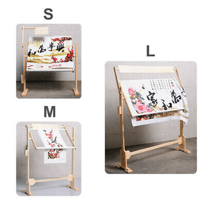 S/M/Lcross Stitch Frame Hoop Embroidery Shelf Rack Adjustable Wooden Stand Desktop U - Trendha