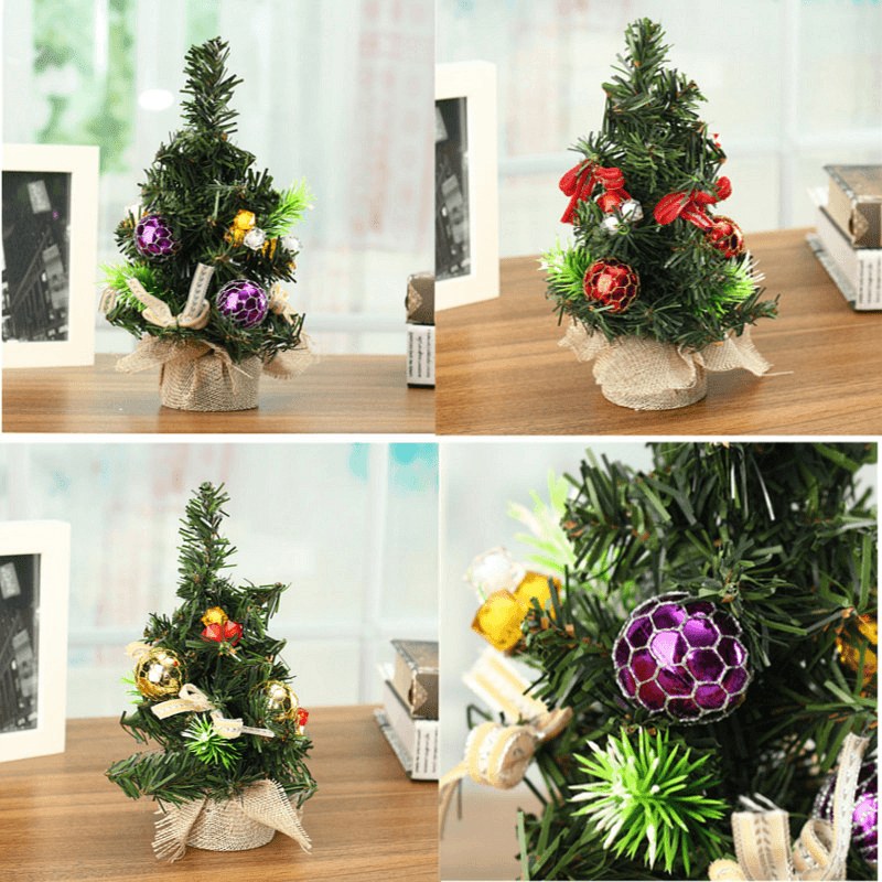 Christmas Home Party Decorations Supplies Mini Christmas Tree with Ornaments Toys - Trendha