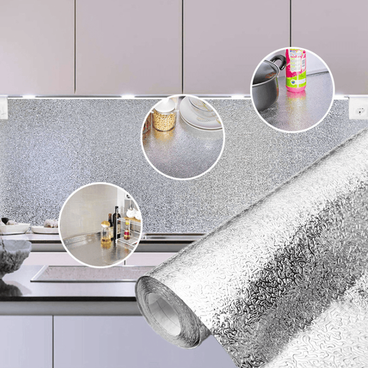 Self-Adhesive Kitchen Wallpaper Oil-Proof Aluminum Foil Wall Sticker Cabinet - Trendha