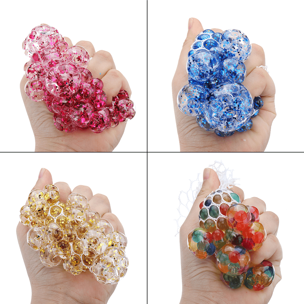 Squishy Multicolor Mesh Stress Relief Toy Ball Squeeze Stressball Party Bag - Trendha