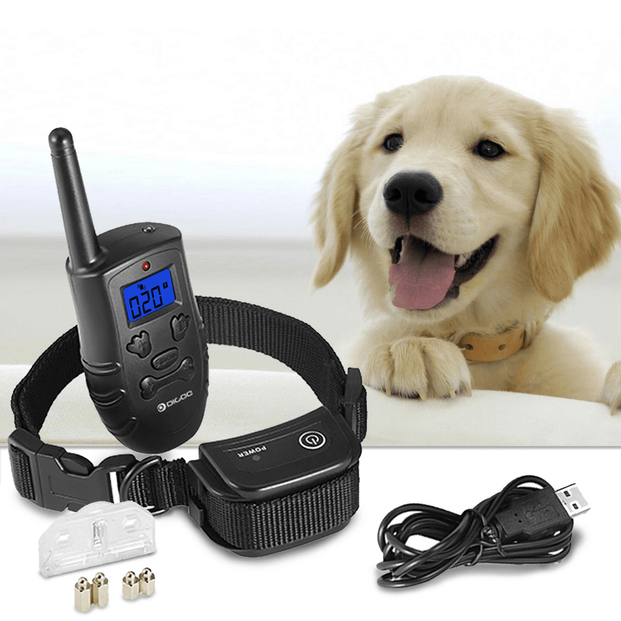 Digoo DG-PPT1 Pet Dog Rechargeable Trainer Waterproof Stop Barking Collars Remote Dog Training Collar - Trendha