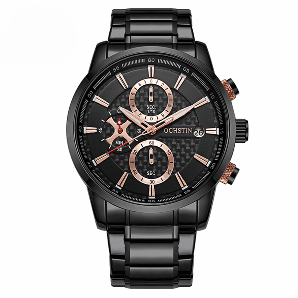 OCHSTIN GQ085 Waterproof Full Steel Men Wrist Watch Business Style Date Display Quartz Watch - Trendha