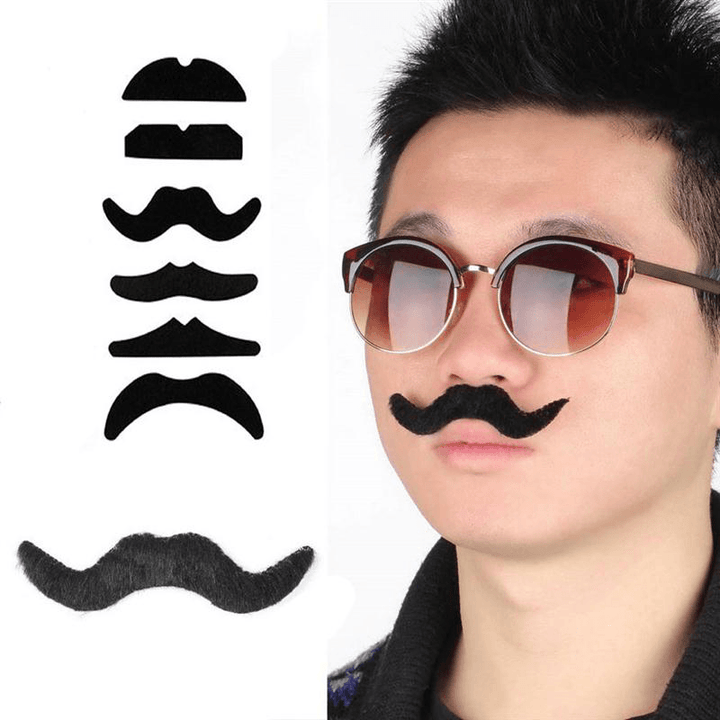 12Pcs Halloween Fake Self-Adhesive Stick-On Mustache Disguise Novelty Toys Set for Halloween Masquerade Party - Trendha