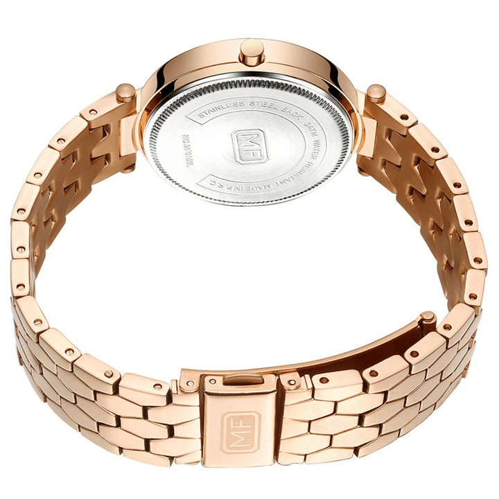 MINI FOCUS MF0186 Full Steel Band Quartz Watch Crystal Ladies Wrist Watch - Trendha