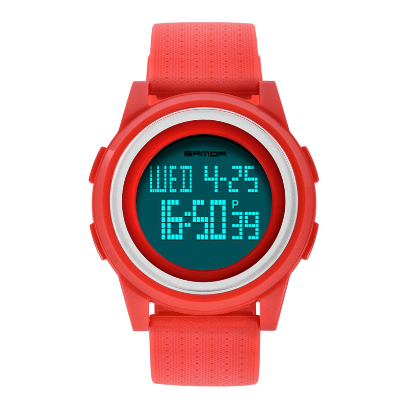SANDA 337 Digital Watch LED Waterproof PU Leather Sports Student Watch - Trendha
