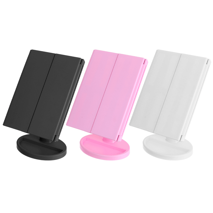 Tri-Fold 1X/2X/3X/10X 22 LED Light Magnify Make-Up Cosmetic Mirror Beauty Touch Screen - Trendha