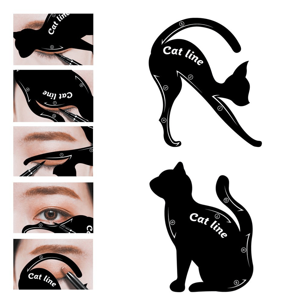 Cat-Shaped Eyeliner Stencil Eyes Liner Stencil Models Eye Shadow Template Shaper Makeup Tool - Trendha